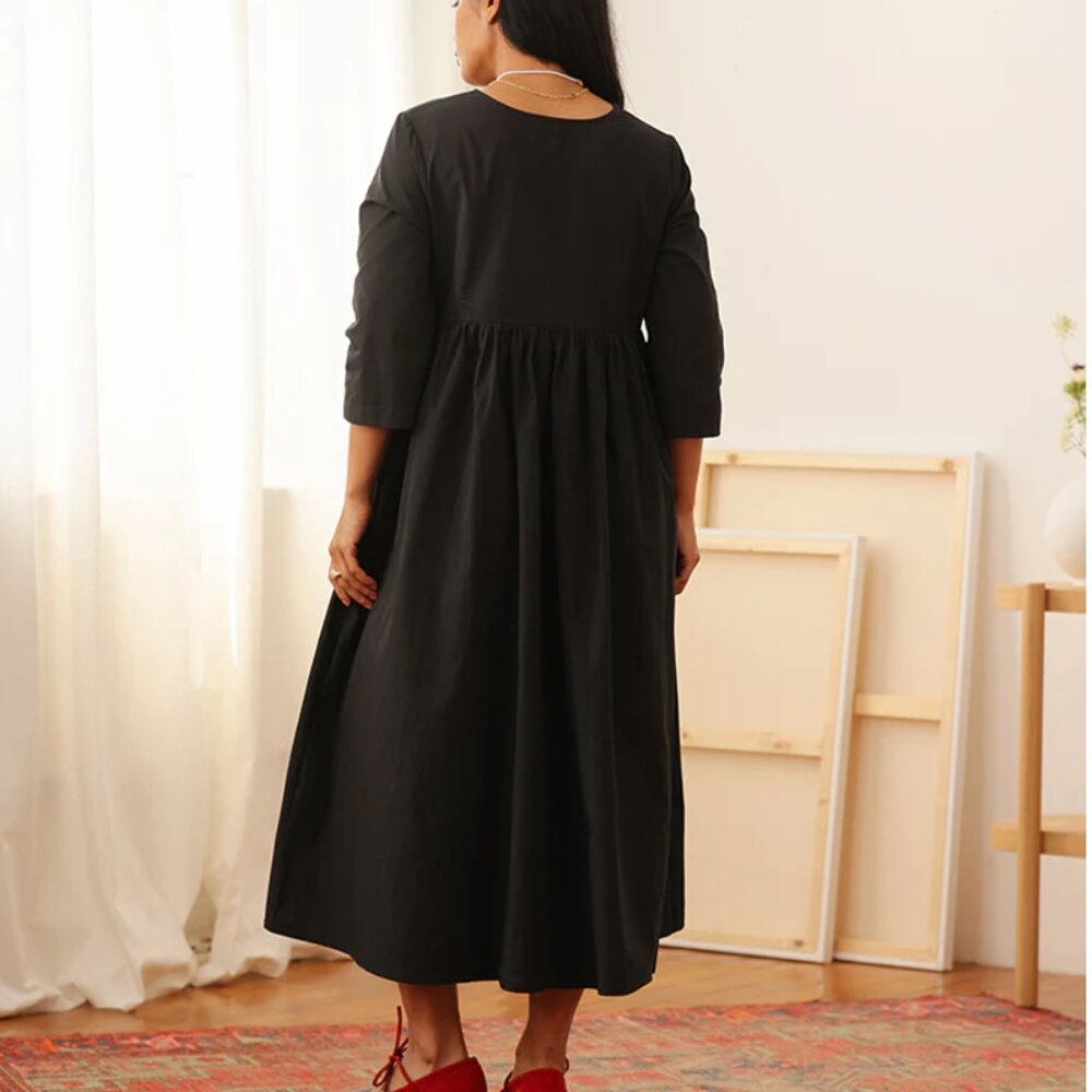 NWT Tradlands Birdie Bell Sleeve Dress Cotton Black M - Picture 3 of 3